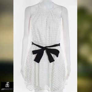 JAY GODFREY Wht Sequin Open DiamondShape Net Dress